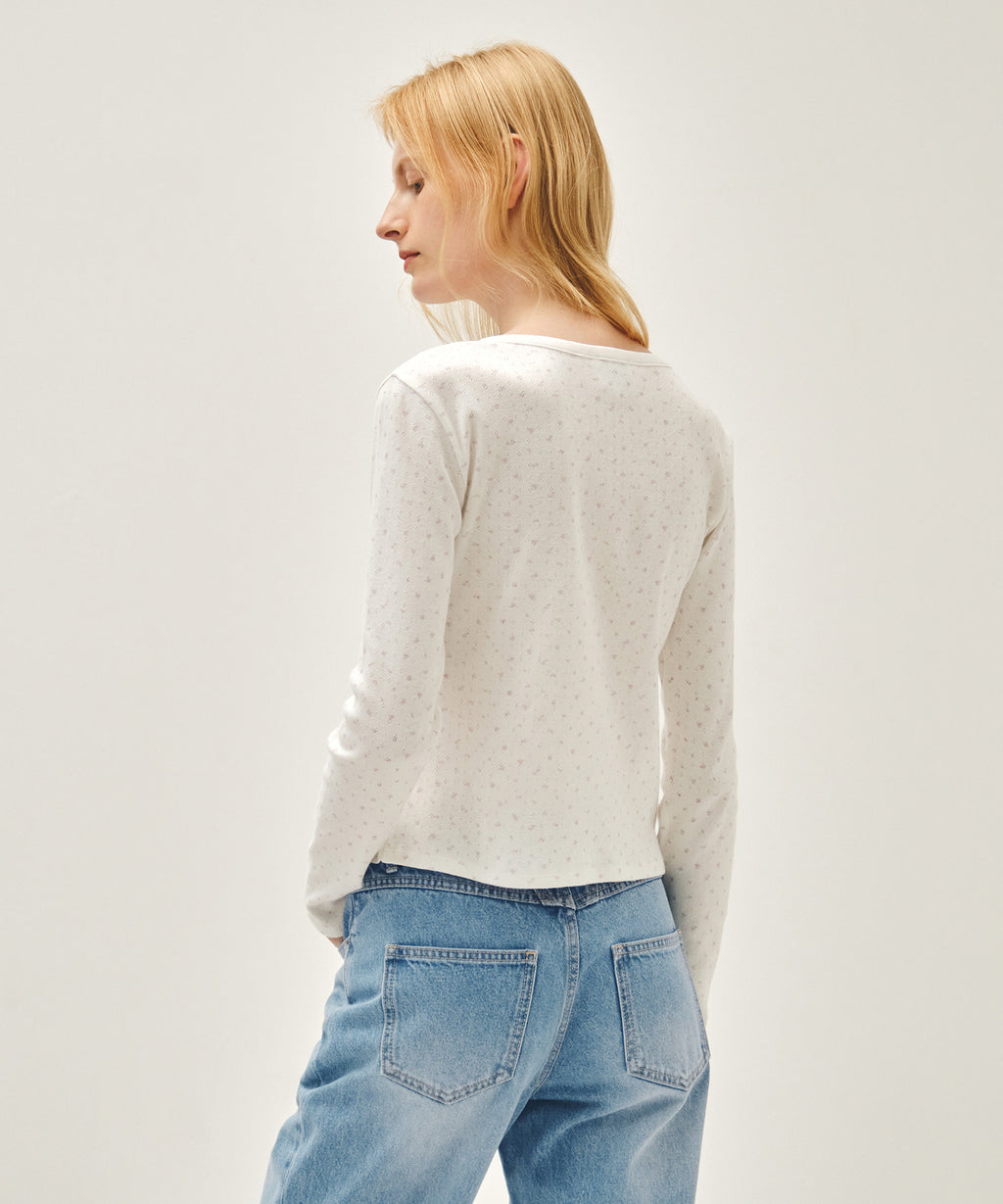 Marithe & Francois Girbaud - Flower Pattern Long Sleeve Tee (Ivory) product image 3 | TRAB K-Fashion Australia