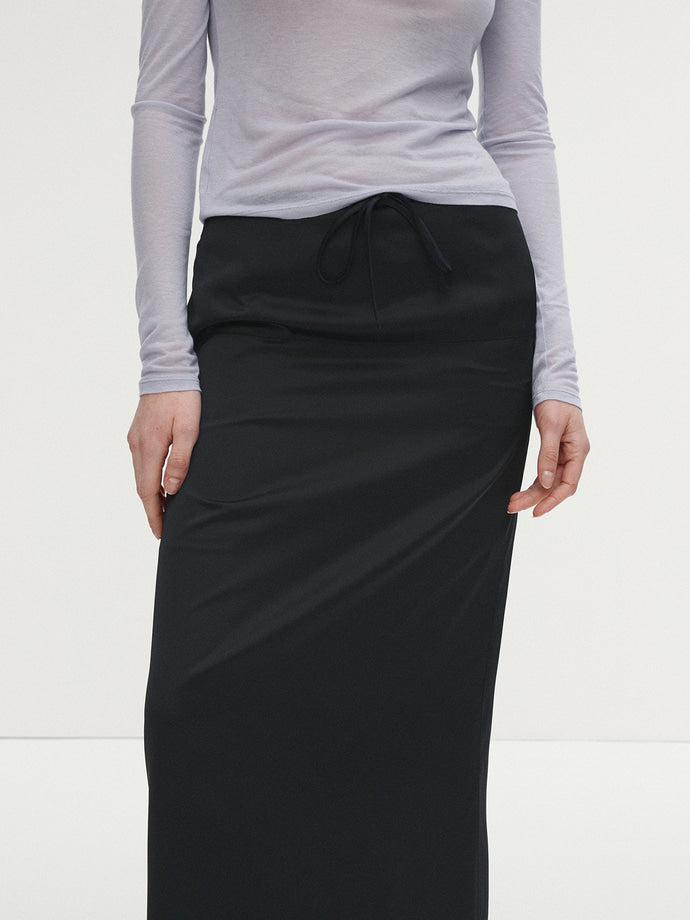 Tonywack - Satin Drawstring Midi Skirt (Black) product image 5 | TRAB K-Fashion Australia