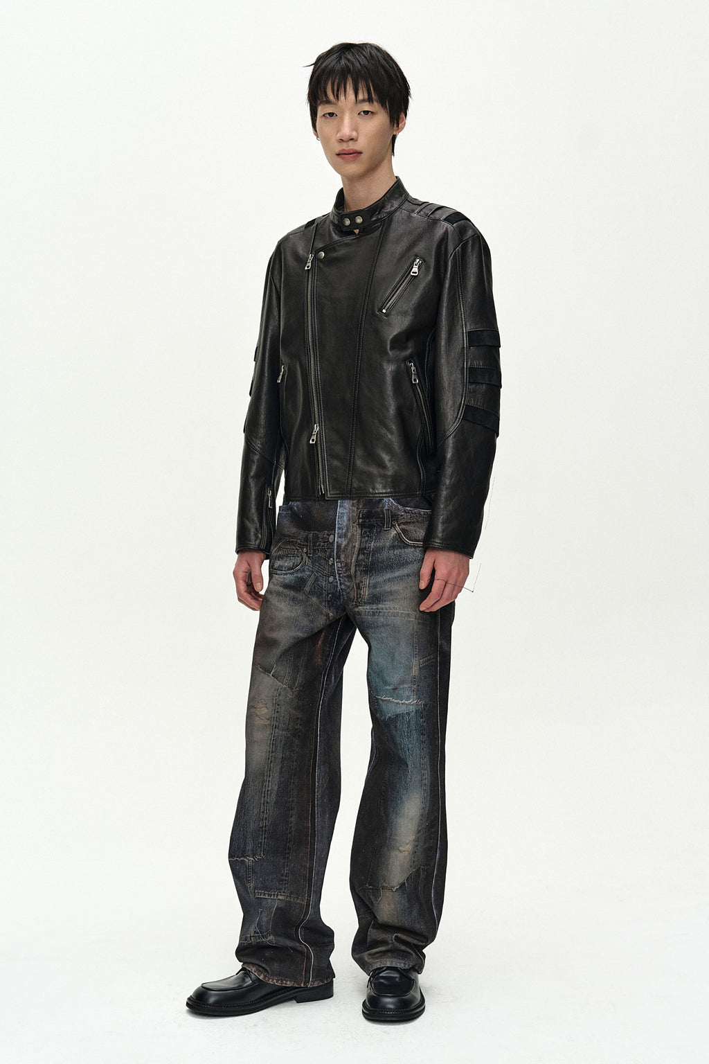 Andersson Bell - Unisex Illusion Patchwork Trompe L'oeil Jeans (blue) (Blue) product image 3 | TRAB K-Fashion Australia