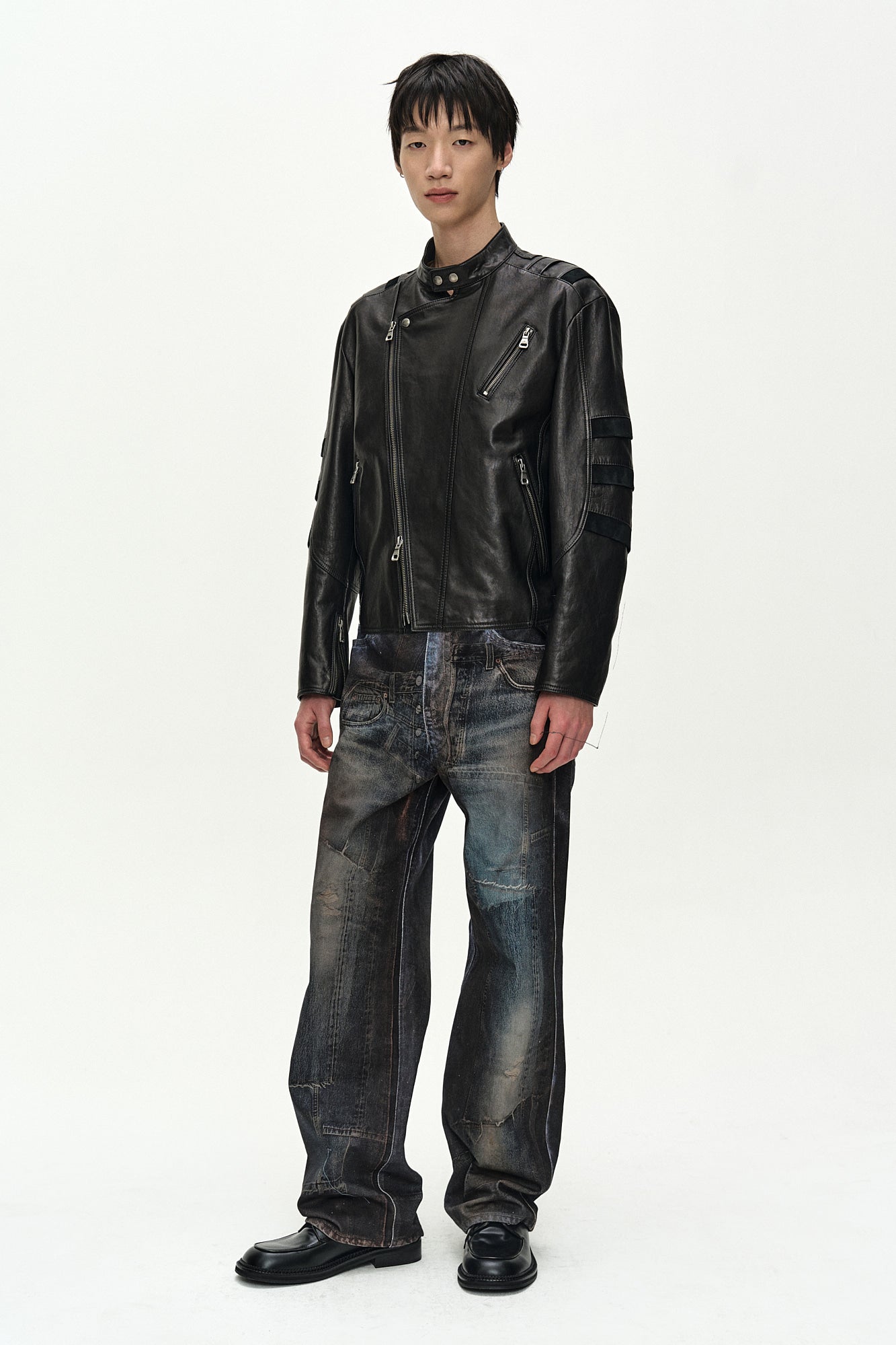 Andersson Bell - Unisex Illusion Patchwork Trompe L'oeil Jeans (blue) (Blue) product image 3 | TRAB K-Fashion Australia