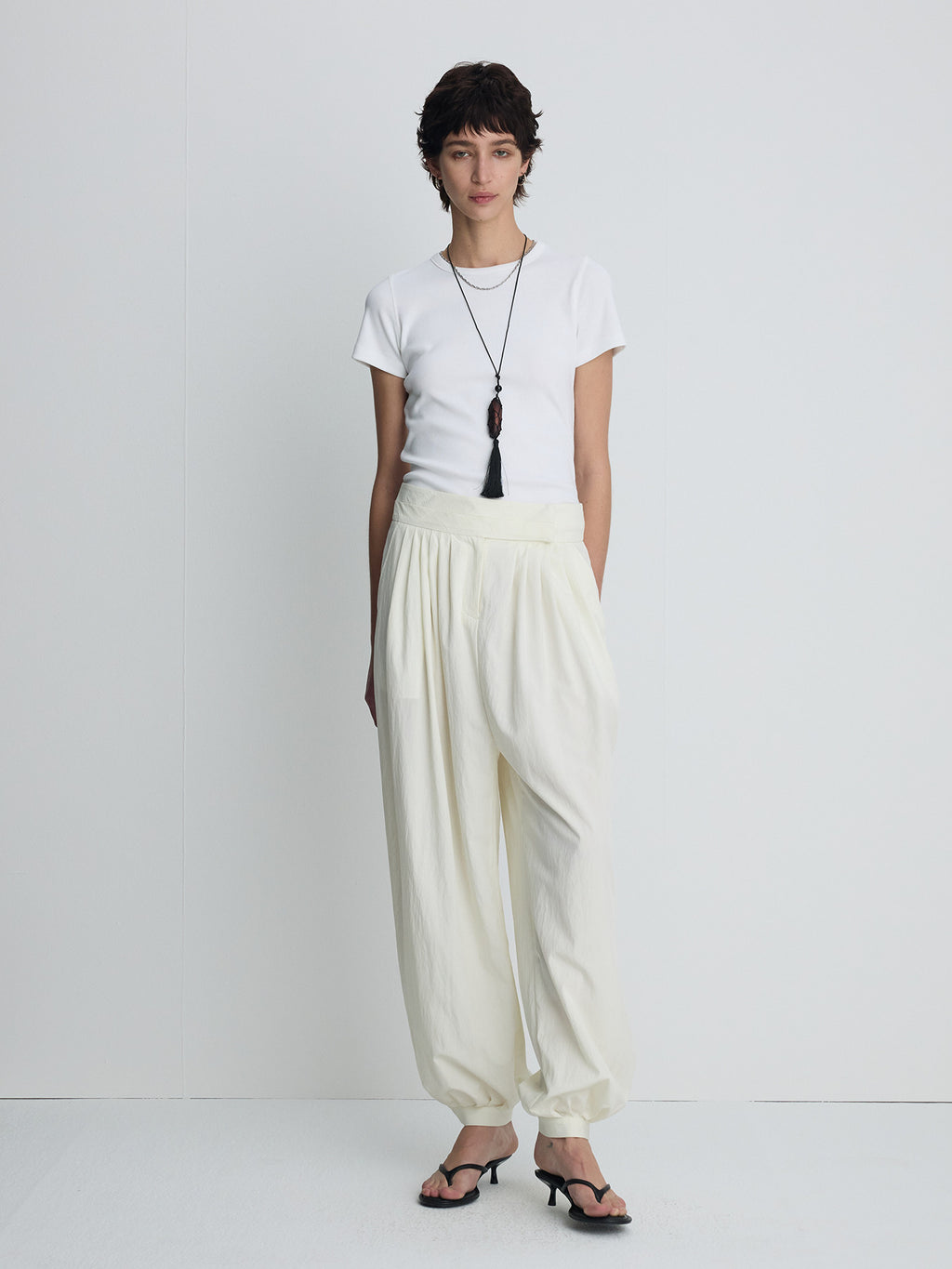 Tonywack - Ribbed Half Sleeve T-Shirts (White) product image 1 | TRAB K-Fashion Australia