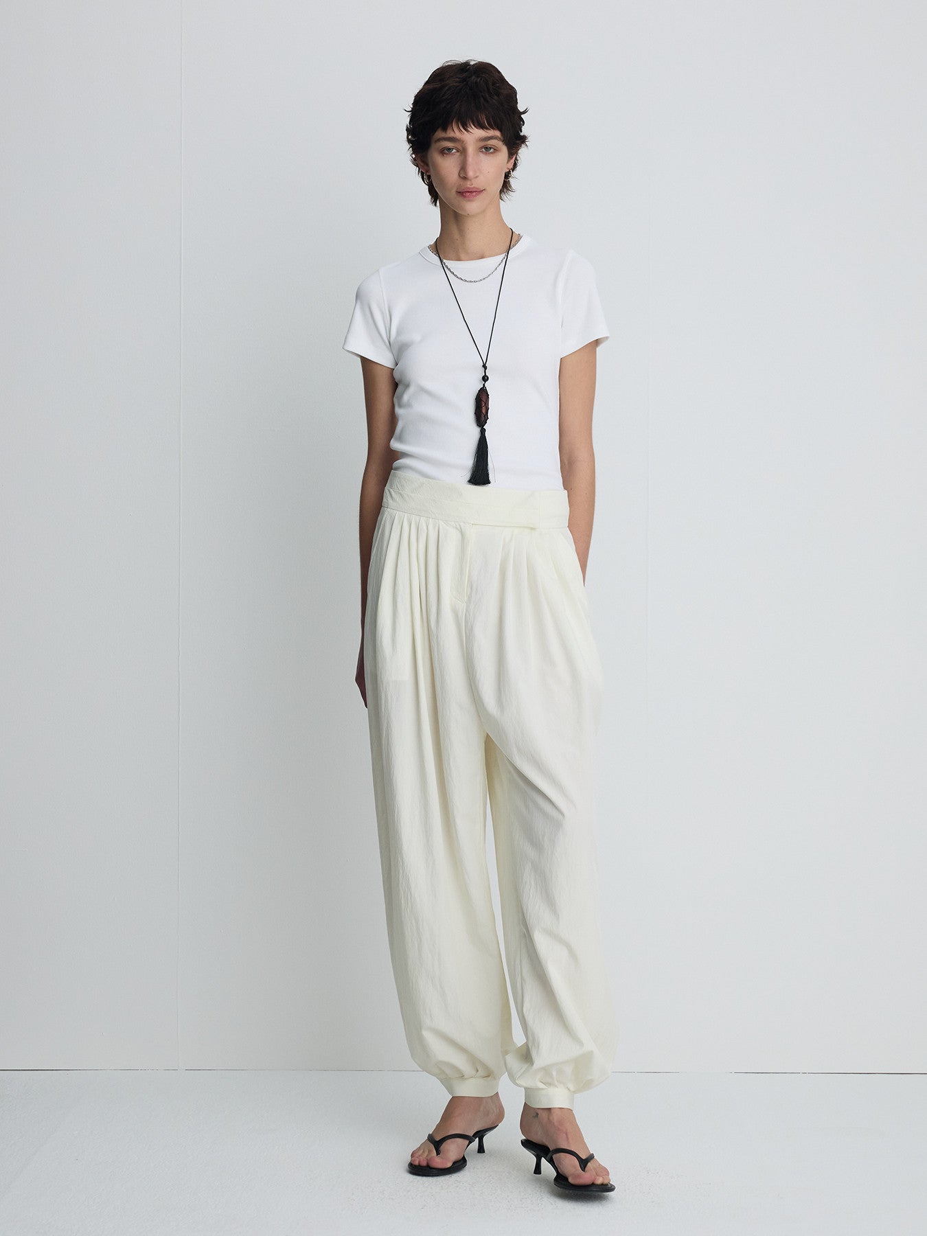 Tonywack - Ribbed Half Sleeve T-Shirts (White) product image 1 | TRAB K-Fashion Australia