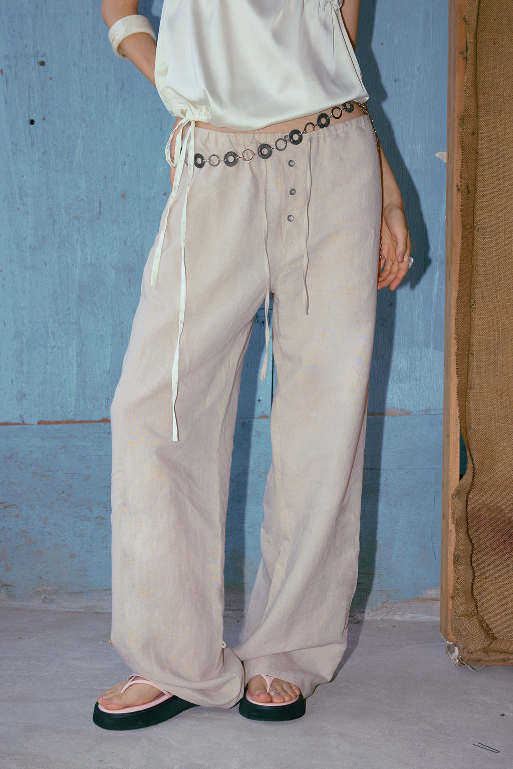 Deinet - Side Button Wide Pants (Beige) product image 9 | TRAB K-Fashion Australia