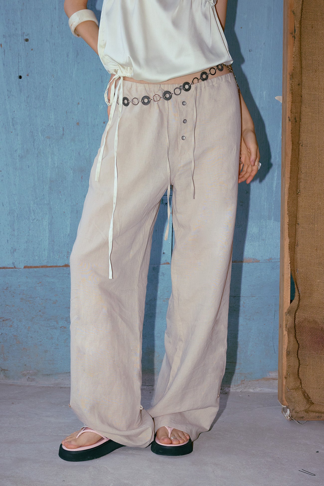 Deinet - Side Button Wide Pants (Beige) product image 9 | TRAB K-Fashion Australia