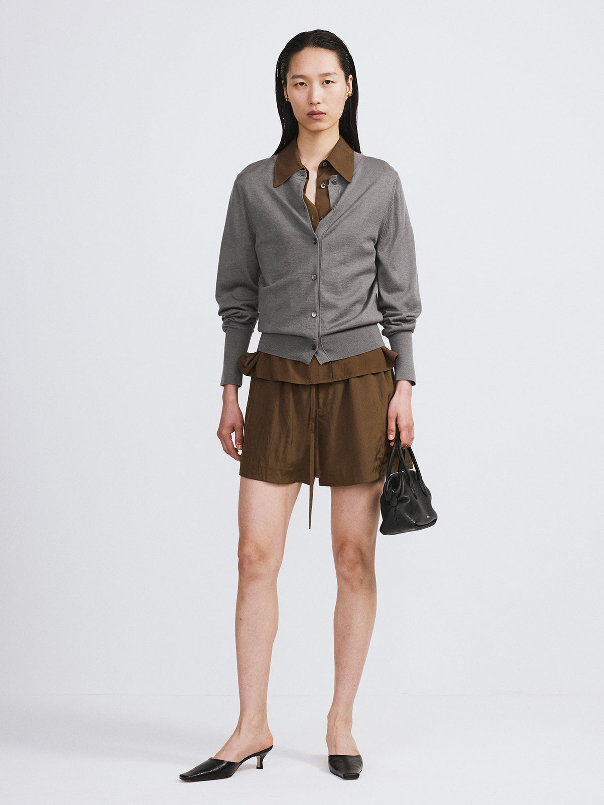 Recto - Silk-Cashmere Knit Cardigan (Midnight Grey) product image 2 | TRAB K-Fashion Australia