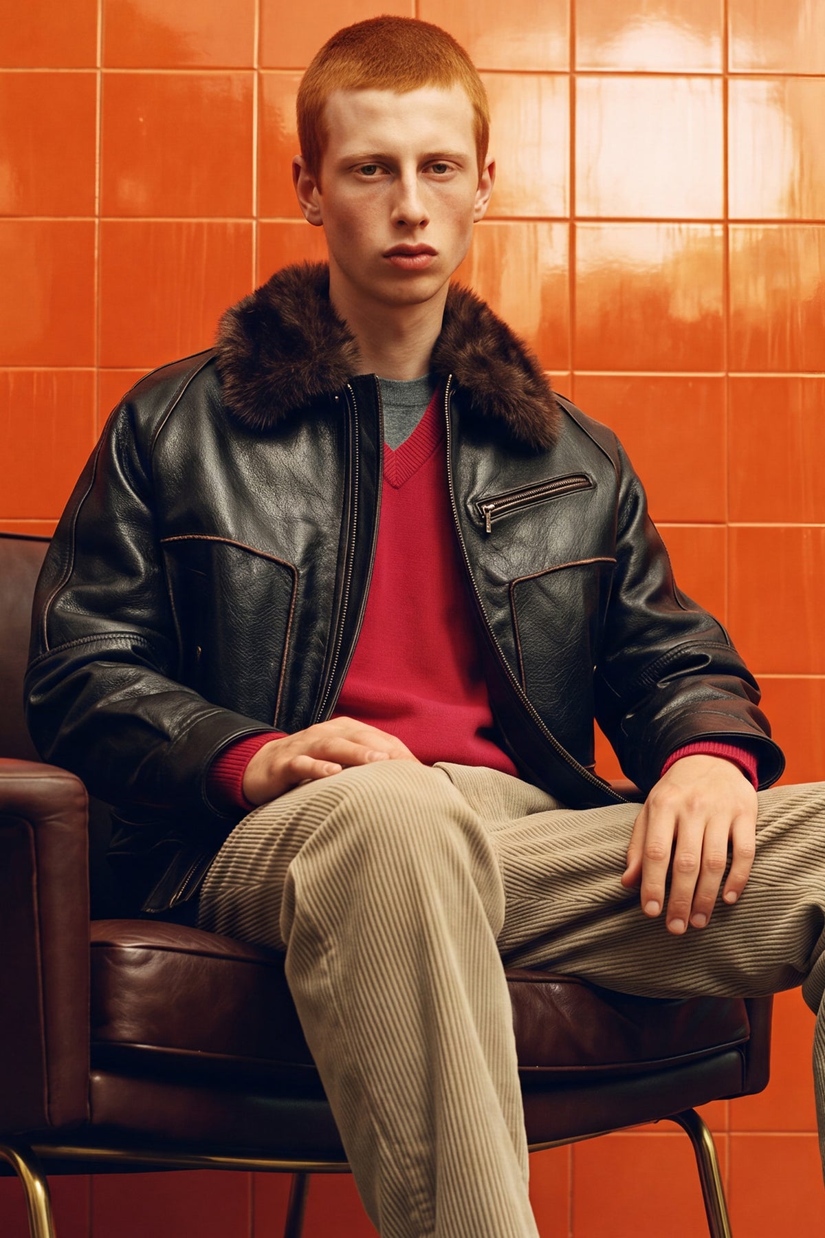 Andersson Bell - Buffalo Leather Bomber Jacket (Dark Brown) product image 2 | TRAB K-Fashion Australia