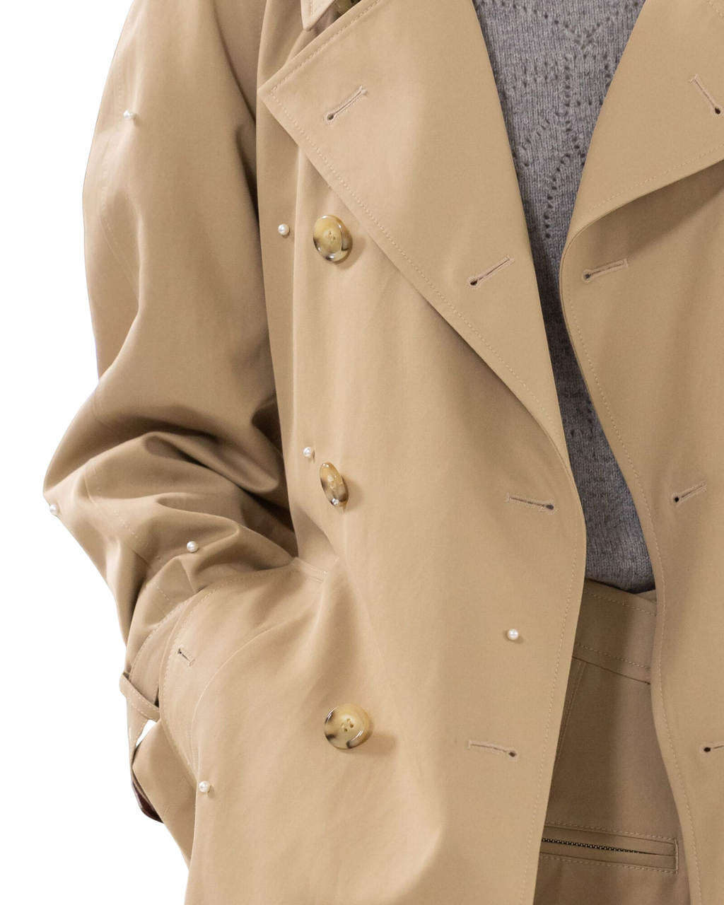 Kimhe Kim - Pearl Embellished Trench Coat (Beige) product image 5 | TRAB K-Fashion Australia