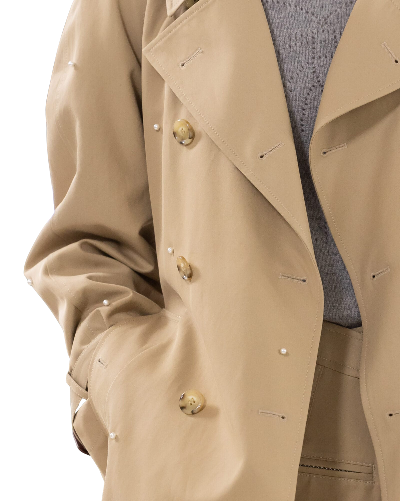 Kimhe Kim - Pearl Embellished Trench Coat (Beige) product image 5 | TRAB K-Fashion Australia