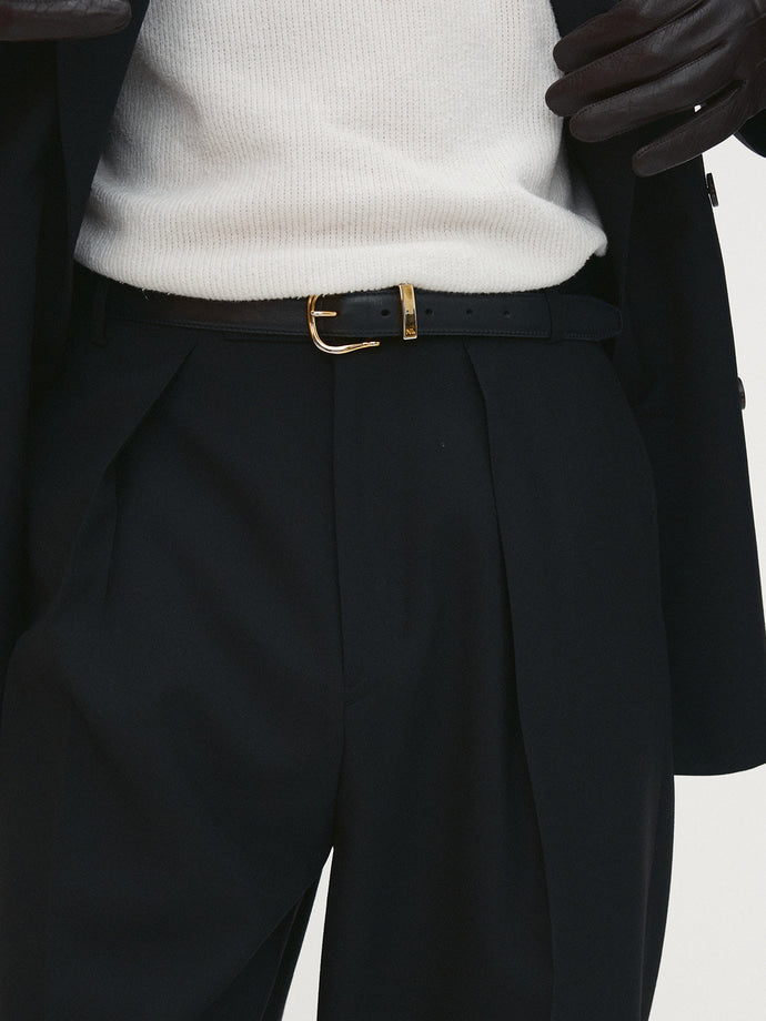 Tonywack - Wool Twill Pleated Tailored Trousers (Black) product image 2 | TRAB K-Fashion Australia