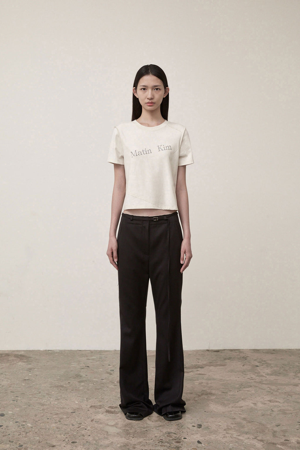 Matin Kim - Diagonal Logo Reversible Crop Top (Ivory) product image 12 | TRAB K-Fashion Australia