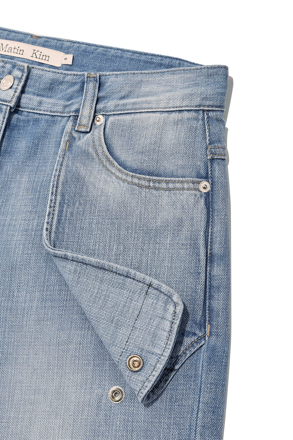 Matin Kim - Out Pocket Washed Denim Pants (Light Blue) product image 4 | TRAB K-Fashion Australia