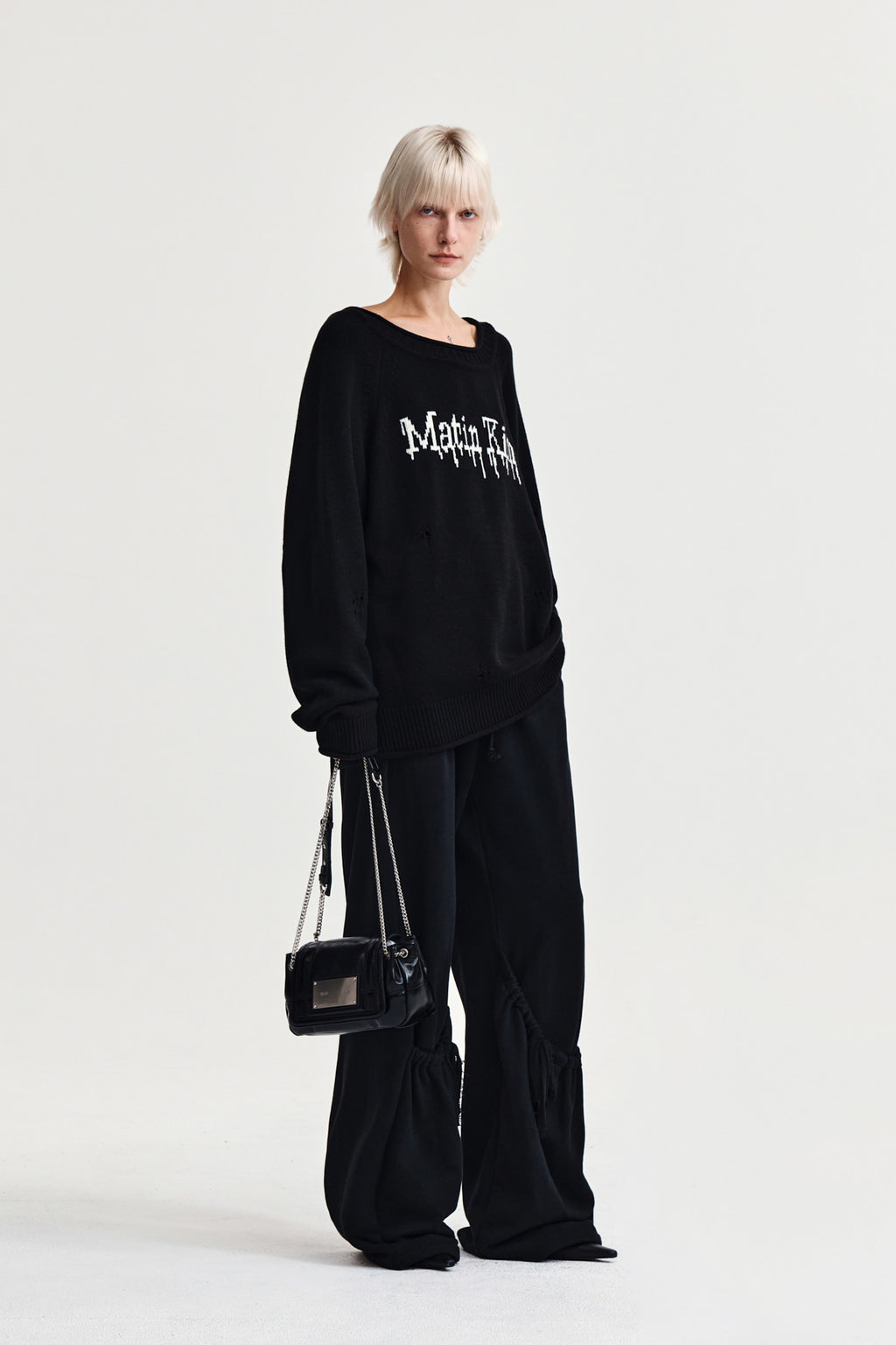 Matin Kim - Two Way Off Shoulder Damage Pullover (Black) product image 9 | TRAB K-Fashion Australia