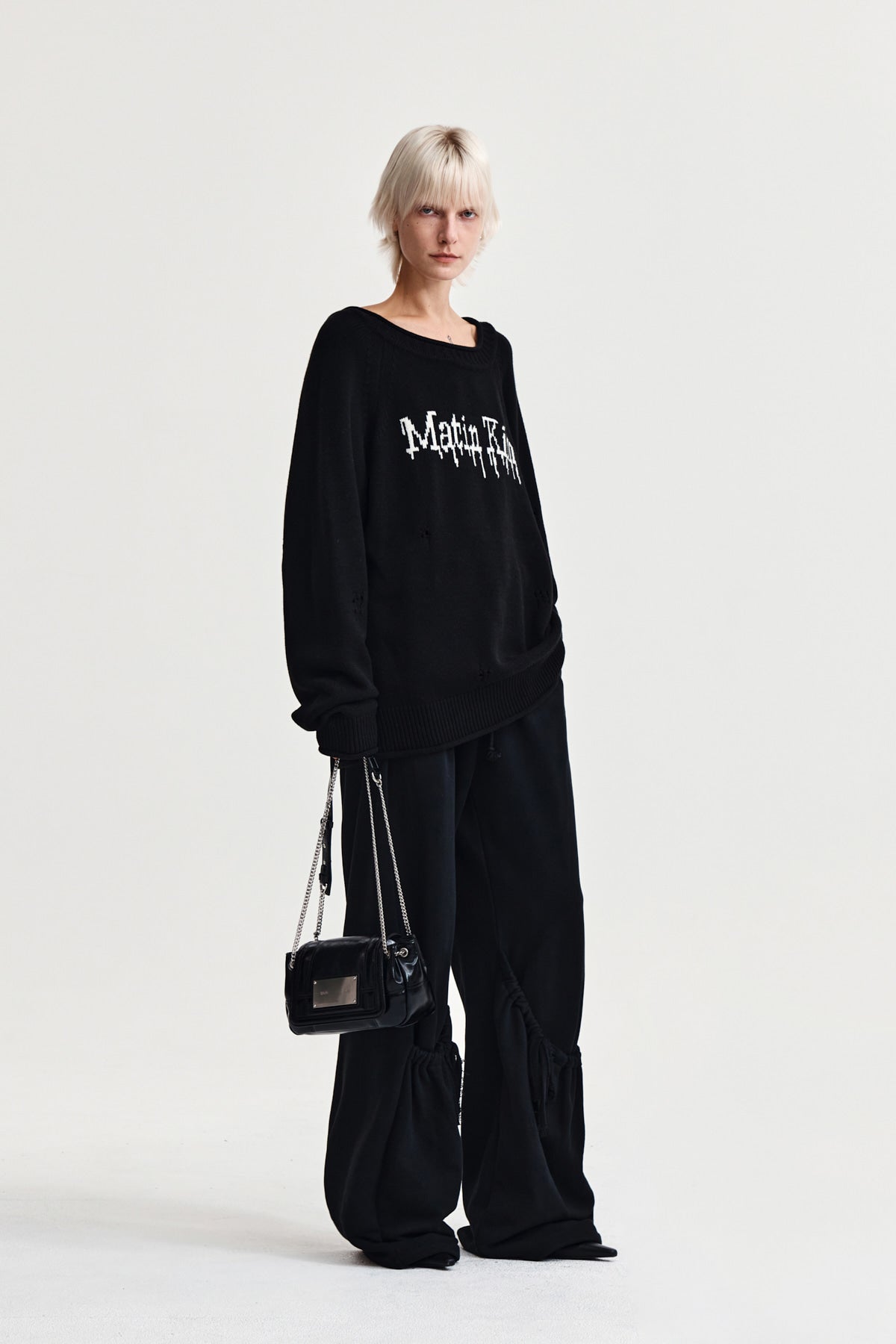 Matin Kim - Two Way Off Shoulder Damage Pullover (Black) product image 9 | TRAB K-Fashion Australia