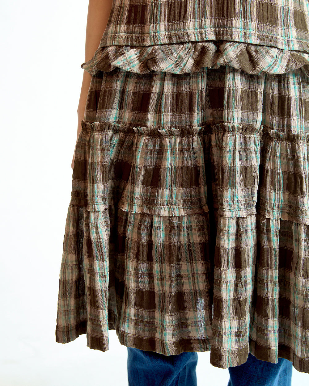 Coyseio - Raw Edge Check One Piece (Brown) product image 8 | TRAB K-Fashion Australia