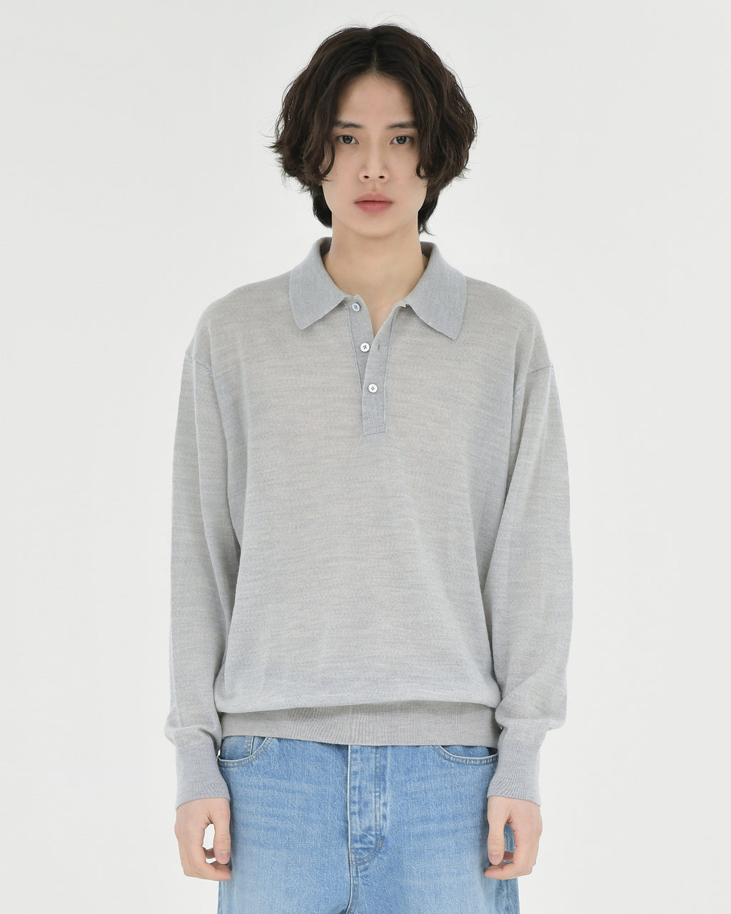 Brownyard - Knit Pique Shirt (Light Grey) product image 1 | TRAB K-Fashion Australia