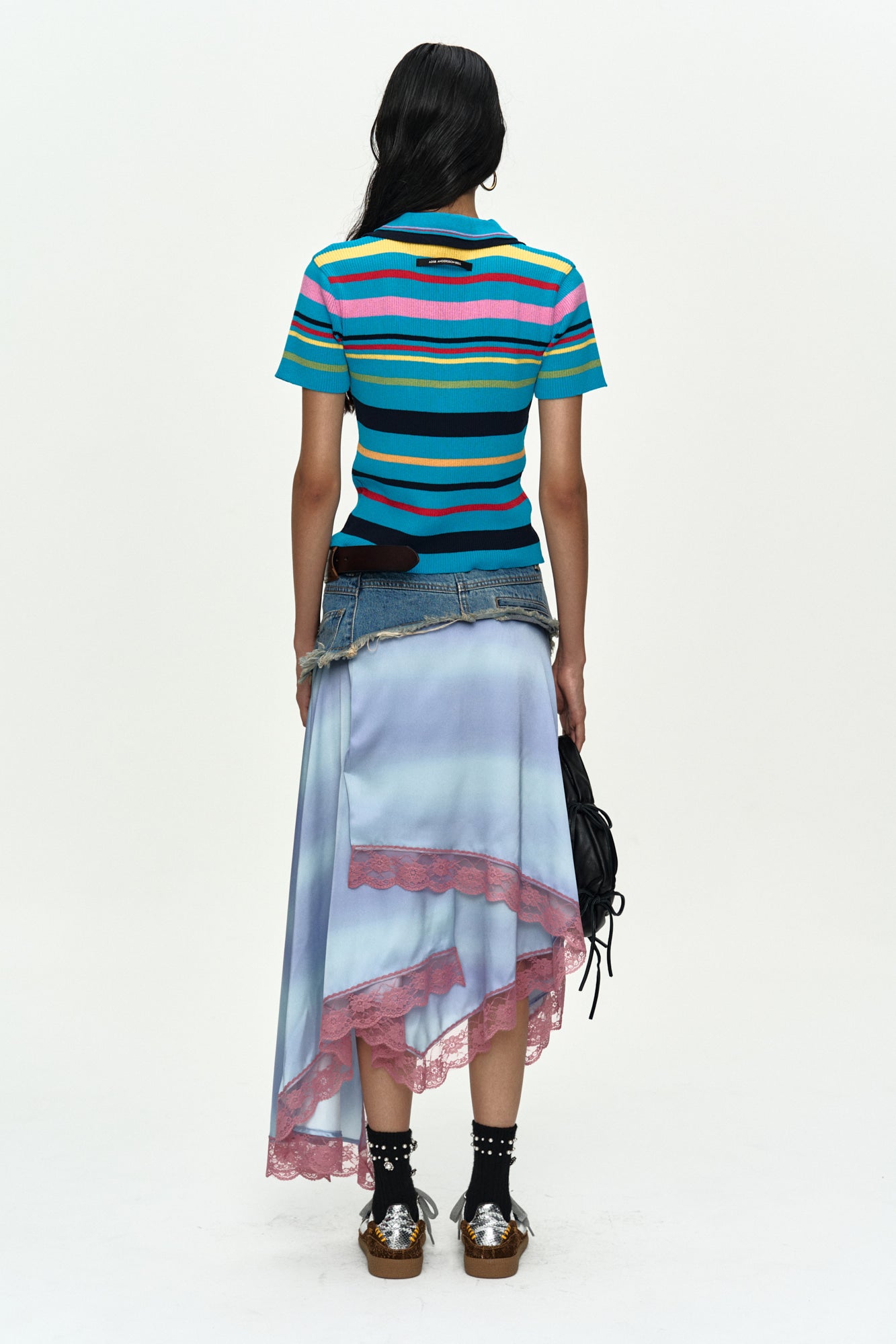 Andersson Bell - Denim Combination Lace Hem Skirt (Denim/Blue) product image 3 | TRAB K-Fashion Australia