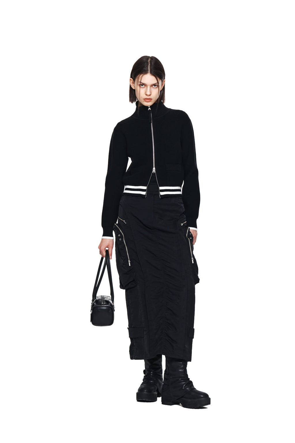 Matin Kim - Spell Point Stripe Knit Cardigan (Black) product image 9 | TRAB K-Fashion Australia