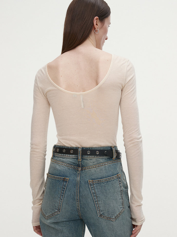 Tonywack - Low Back Long Sleeve T-Shirt (Ivory) product image 4 | TRAB K-Fashion Australia