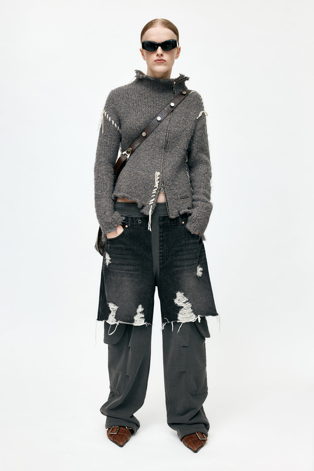 Andersson Bell - Harlow Damaged Knit Jacket (Grey) product image 7 | TRAB K-Fashion Australia