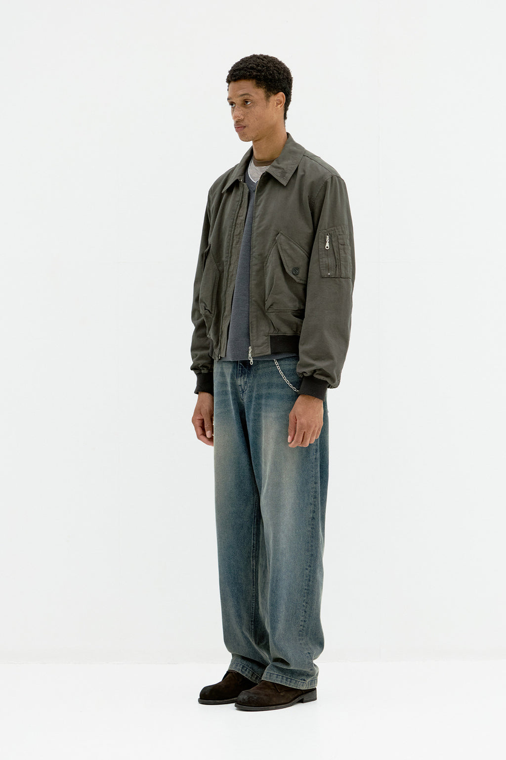 Coor - Dyed Cotton Flight Jumper (Washed Brown) product image 3 | TRAB K-Fashion Australia