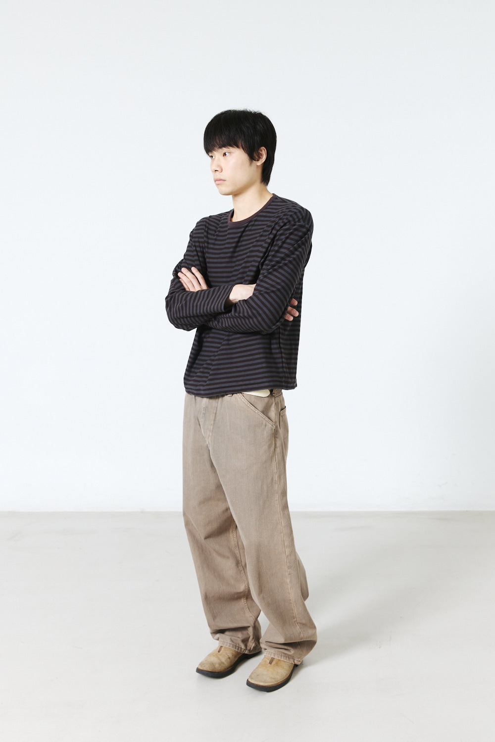 Hatchingroom - Crop Tee Stripe (Brown/Charcoal) product image 8 | TRAB K-Fashion Australia