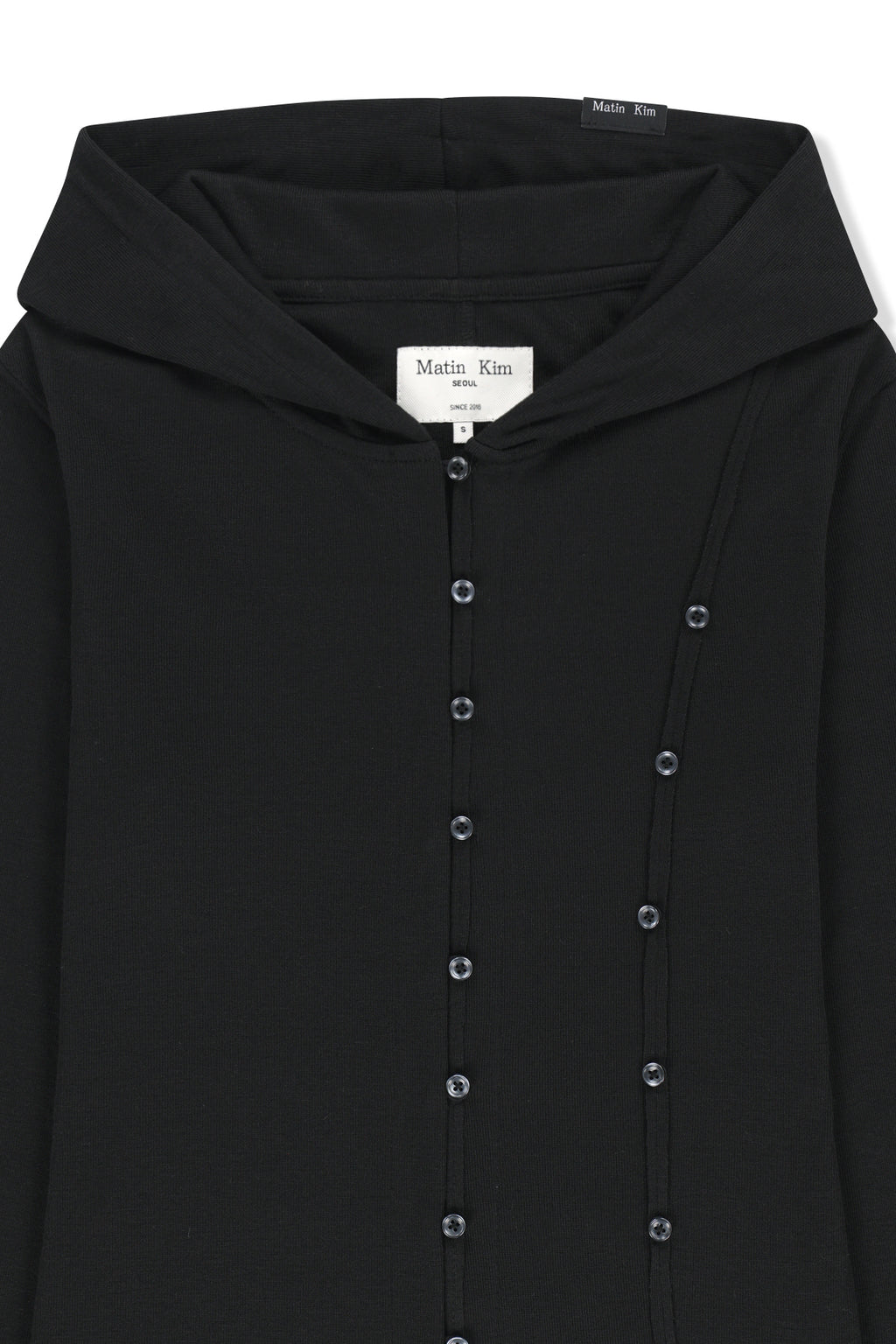 Matin Kim - Double Layer Button Hood Top (Black) product image 3 | TRAB K-Fashion Australia