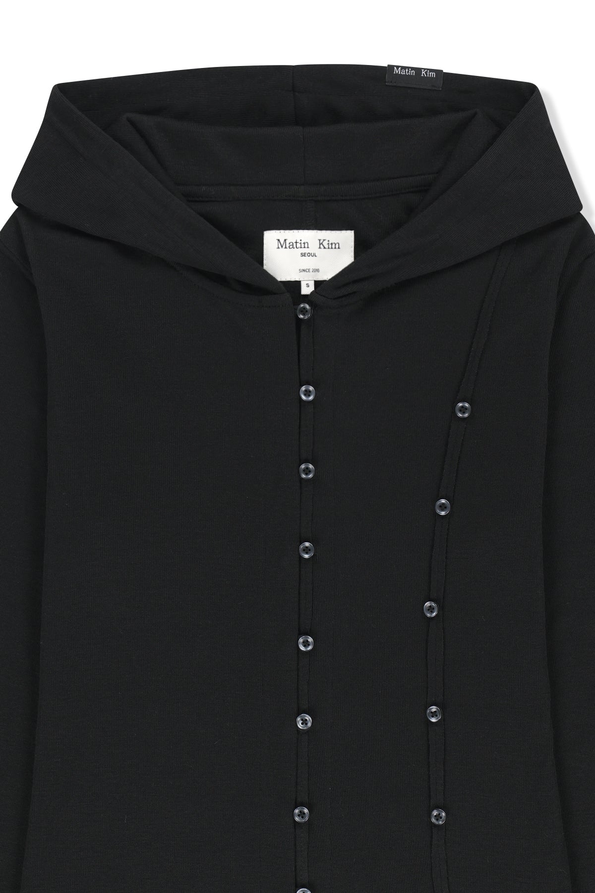 Matin Kim - Double Layer Button Hood Top (Black) product image 3 | TRAB K-Fashion Australia
