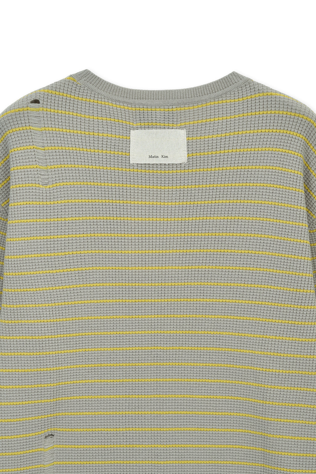Matin Kim - Stripe Damaged Loose Pullover (Beige) product image 4 | TRAB K-Fashion Australia
