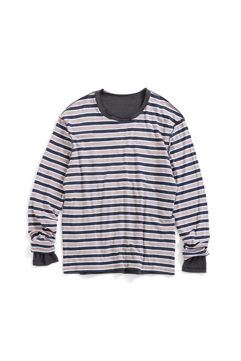 Hatchingroom - Two Face Stripe Tee Blue (Charcoal) product image 2 | TRAB K-Fashion Australia