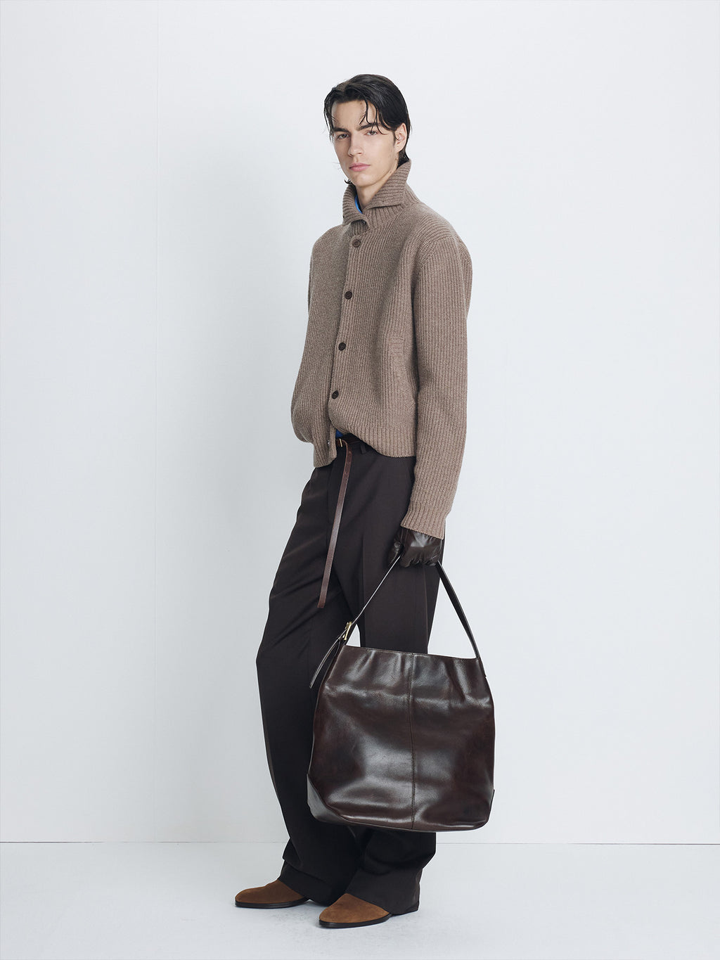 Tonywack - High Neck Merino Wool Button-Up Knitted Blouson (Taupe) product image 1 | TRAB K-Fashion Australia