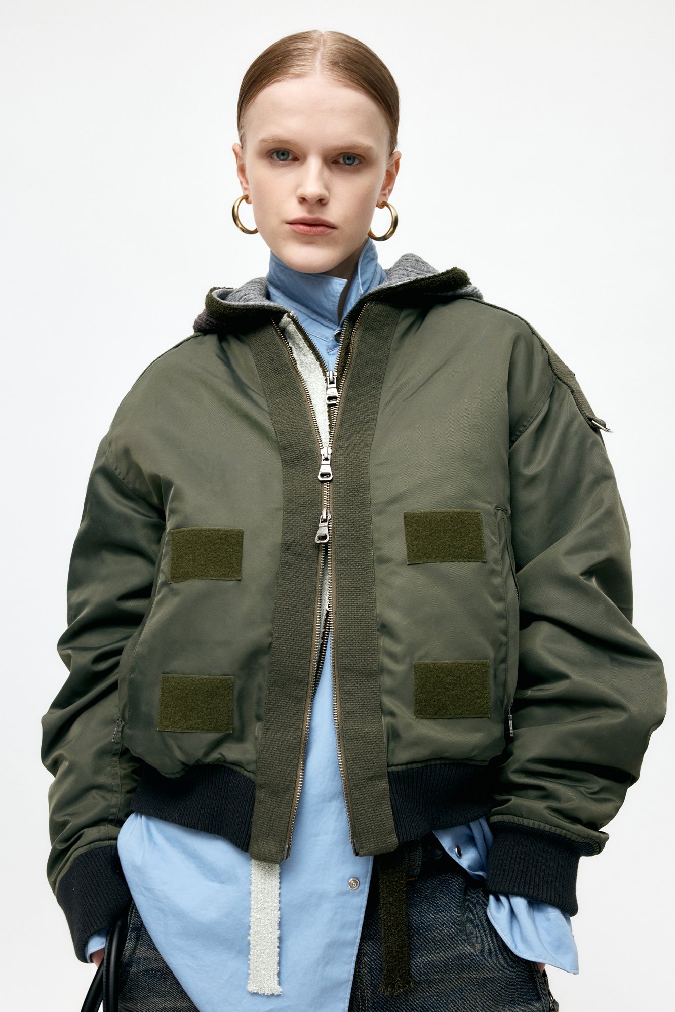Andersson Bell - Flight Layered Washed Bomber Jacket (Khaki) product image 10 | TRAB K-Fashion Australia
