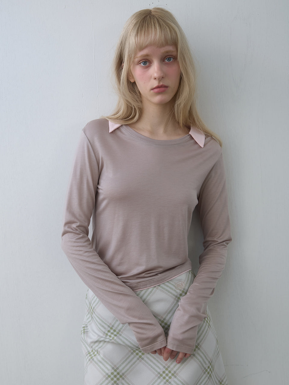Kijun - Collar Jersey Top (Beige) product image 6 | TRAB K-Fashion Australia