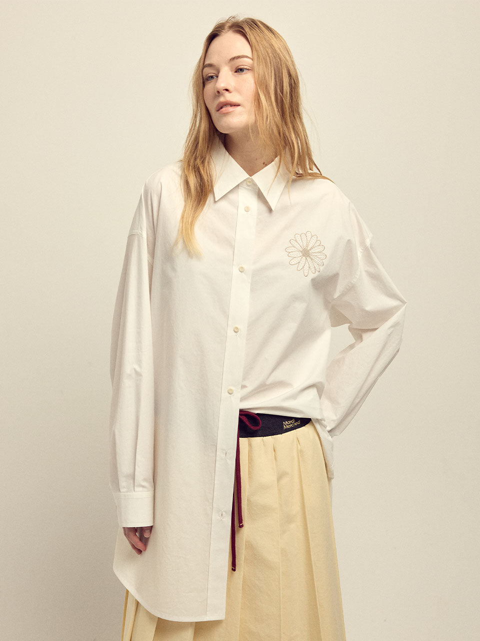 Mardi Mercredi - Cotton Oversized Poplin Shirt (White Beige) product image 1 | TRAB K-Fashion Australia