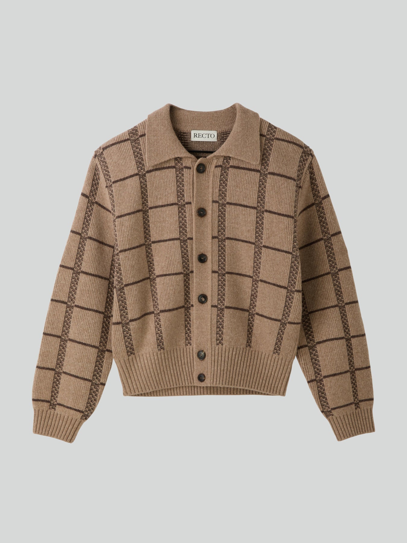 Recto - Square Jaquard Collar Cardigan (Sepia Beige) product image 7 | TRAB K-Fashion Australia