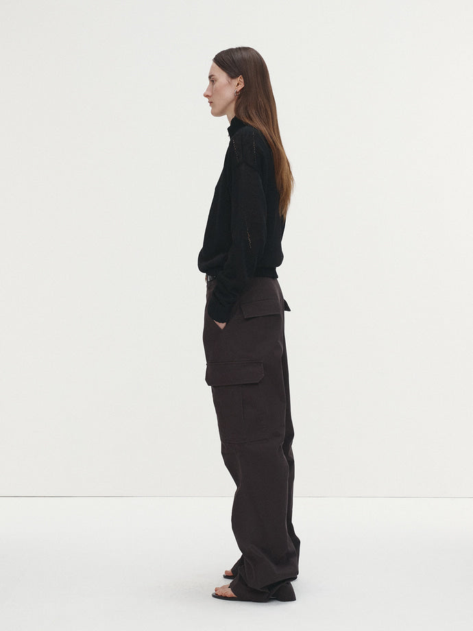 Tonywack - Washed Cotton Loose Flared Cargo Pants (Ebony) product image 2 | TRAB K-Fashion Australia