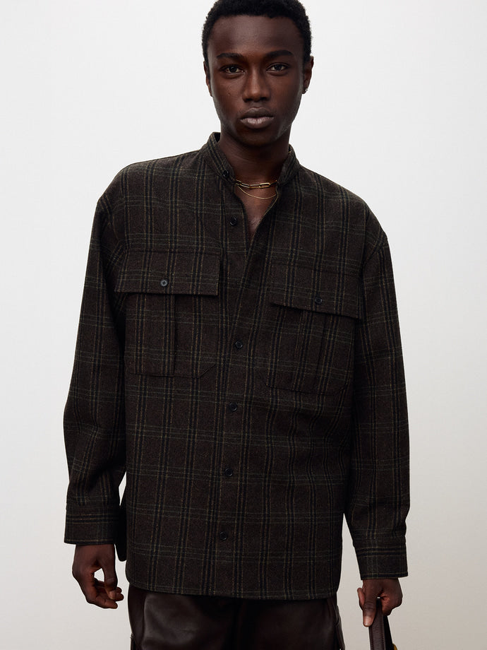 Tonywack - Checked Wool Oversized Shirt (Dark Brown) product image 7 | TRAB K-Fashion Australia