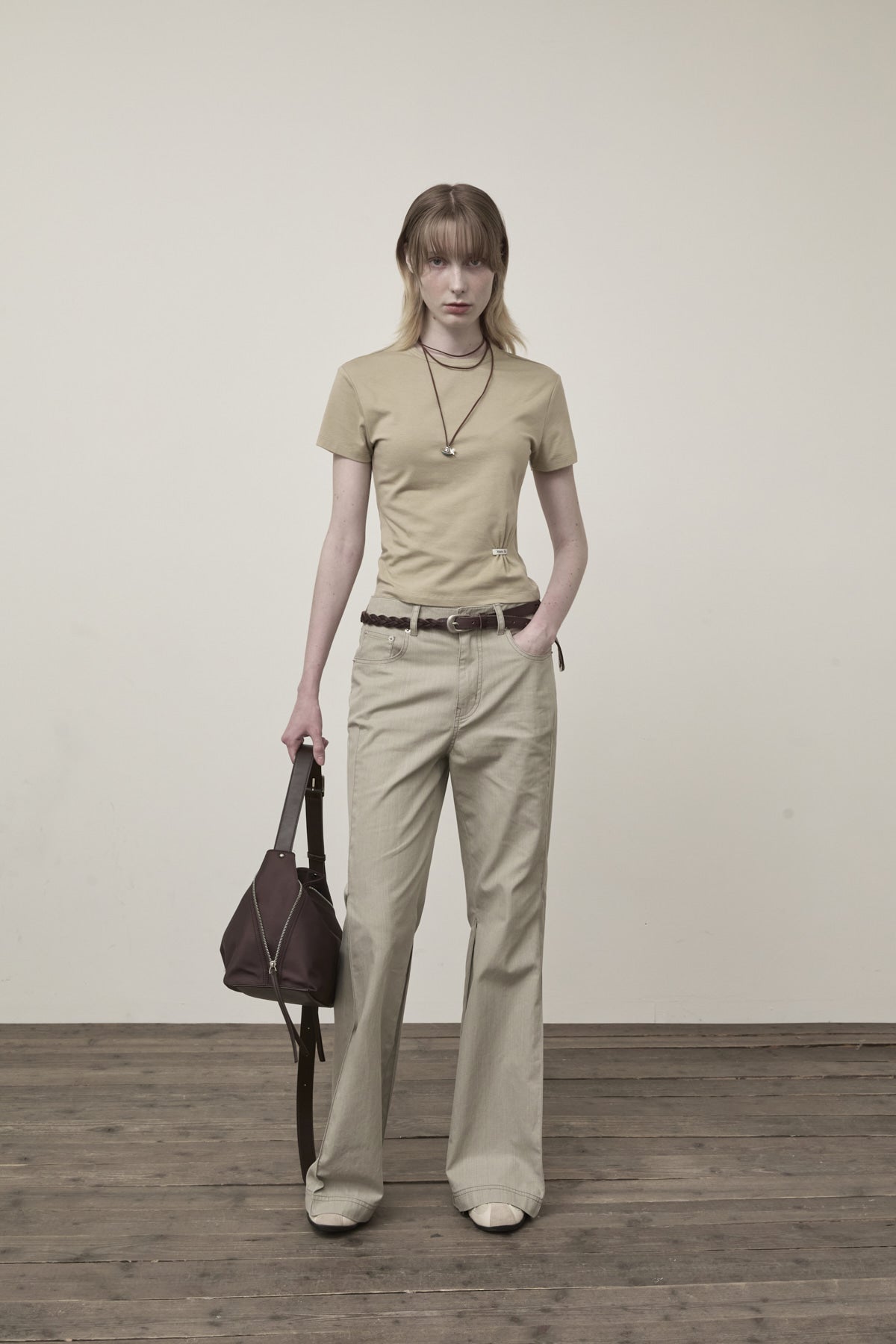 Matin Kim - Side Pintuck Point Pants (Beige) product image 9 | TRAB K-Fashion Australia