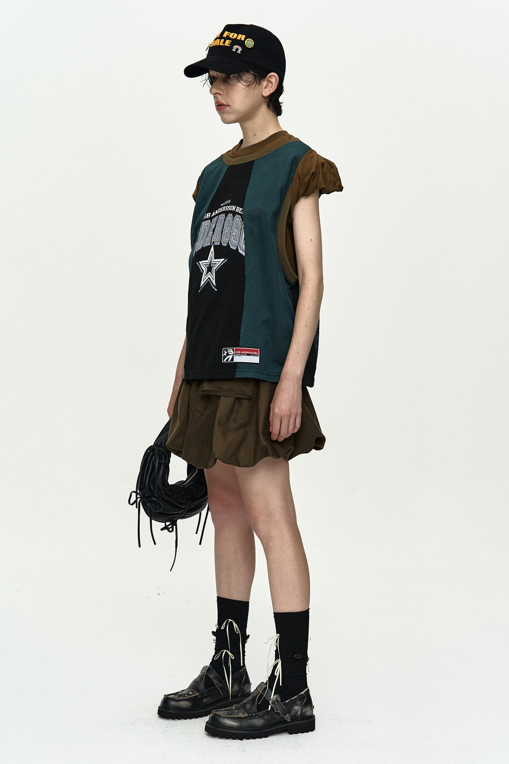 Andersson Bell - Basketball Jersey Layered Roll Up T-Shirt (Khaki/Green) product image 3 | TRAB K-Fashion Australia