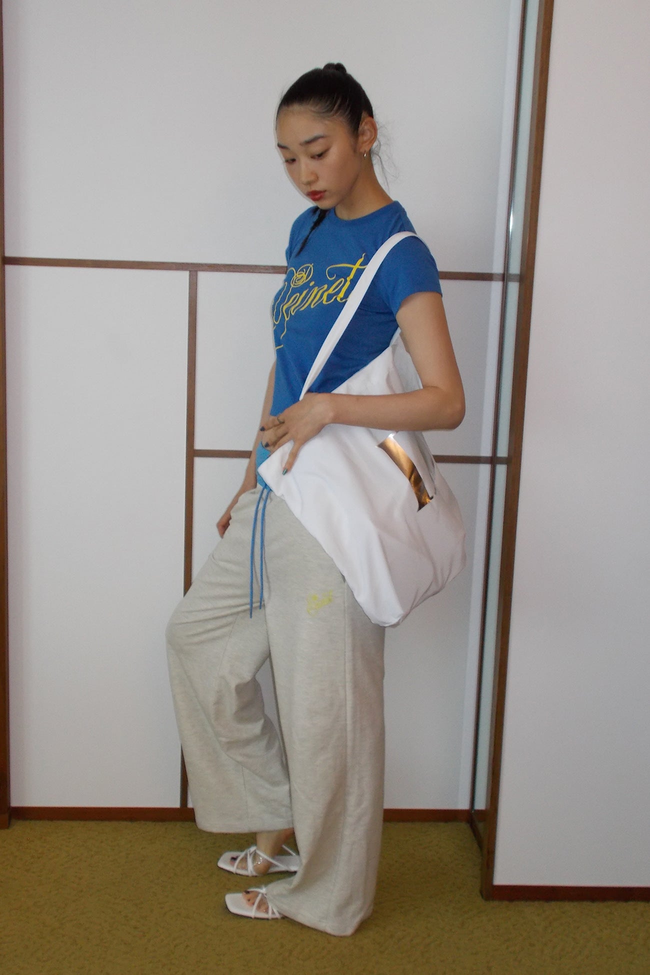 Deinet - Point Logo Shoulder Big Bag (White) product image 6 | TRAB K-Fashion Australia