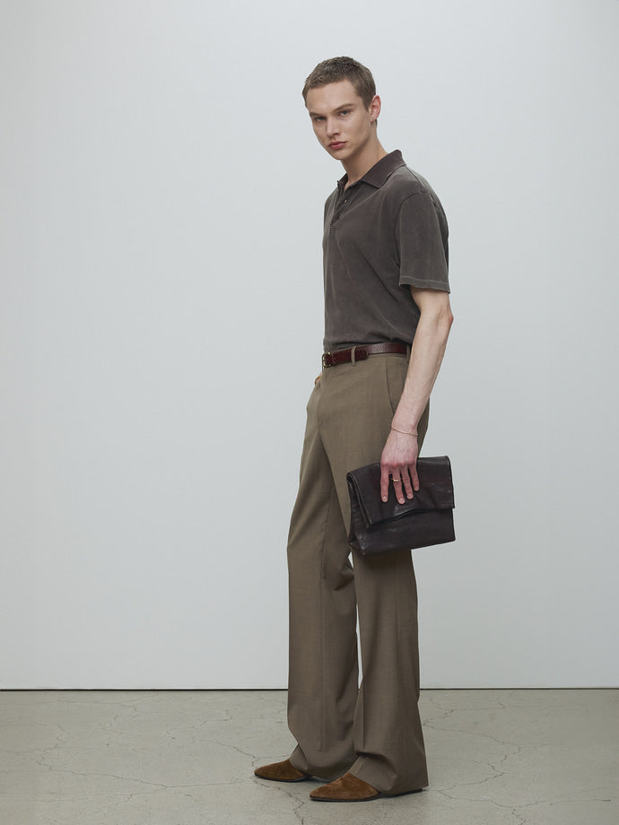 Tonywack - Light Wool Flared Trousers (Taupe Melange) product image 3 | TRAB K-Fashion Australia