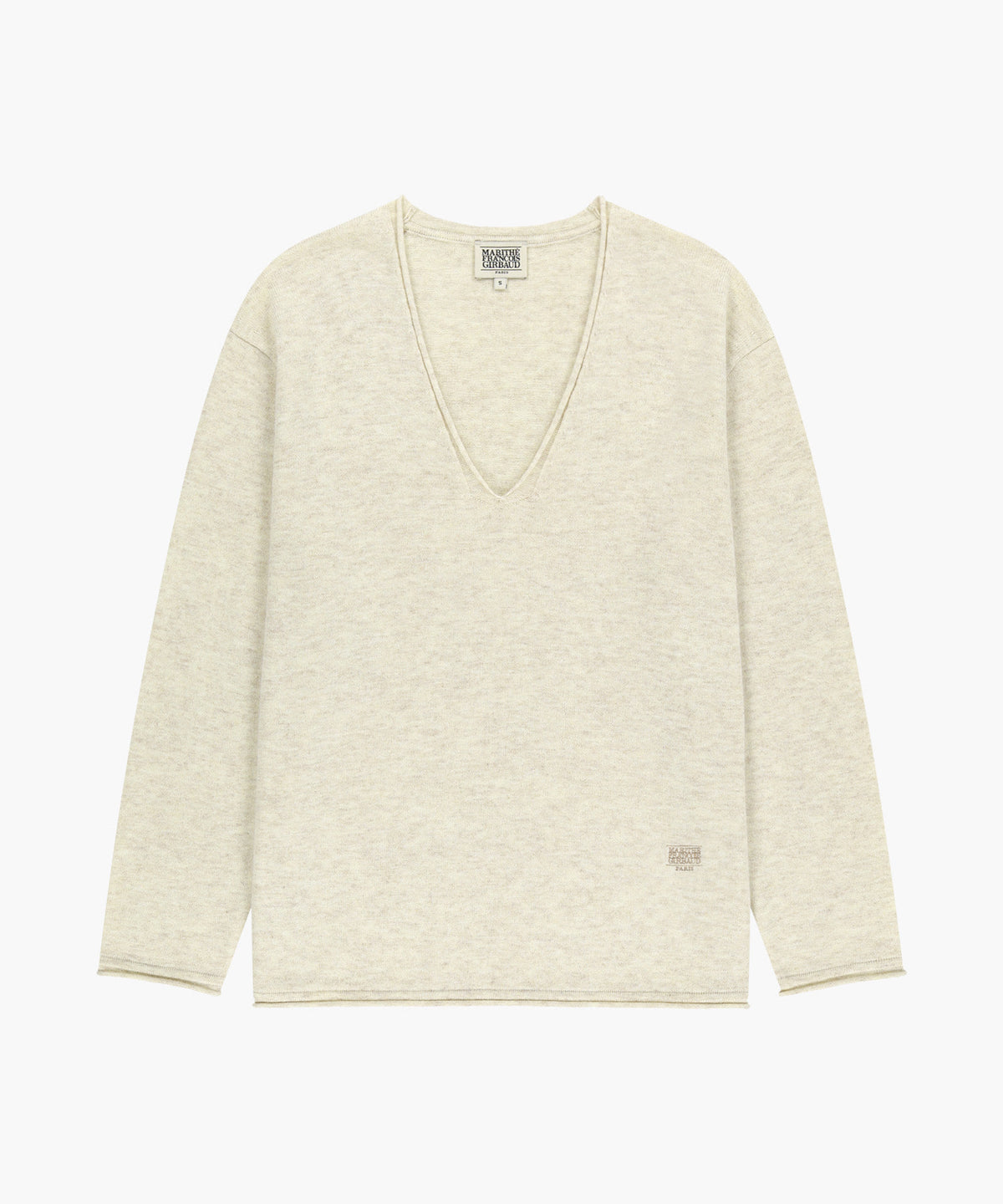 Marithe & Francois Girbaud - Deep V-neck Oversized Knit (Oatmeal) product image 6 | TRAB K-Fashion Australia