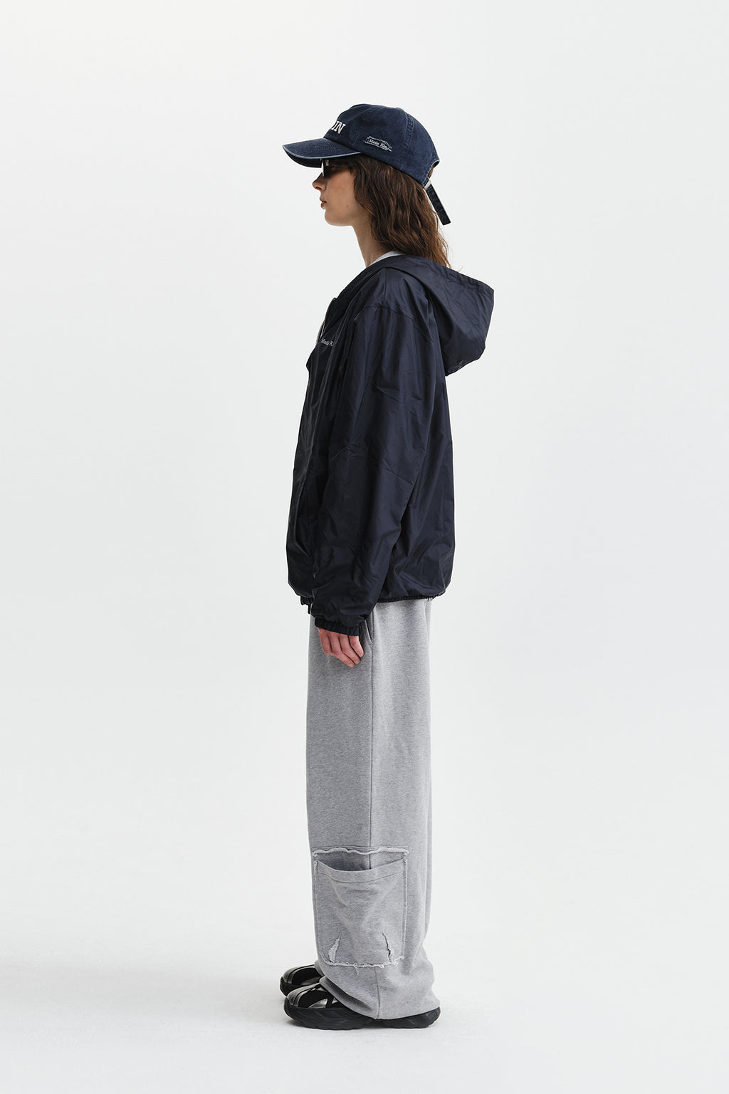 Matin Kim - Double Face Hoody Zip Up (Navy) product image 11 | TRAB K-Fashion Australia