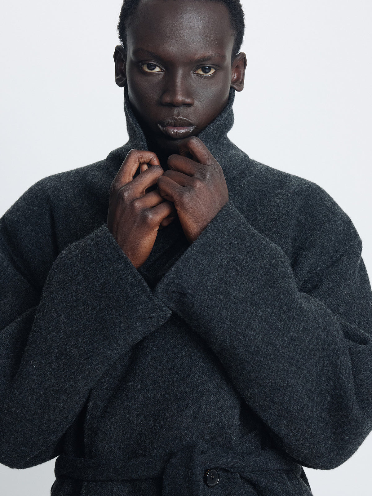 Tonywack - Hand-Made Wool Belted Double Coat (Melange Charcoal) product image 7 | TRAB K-Fashion Australia
