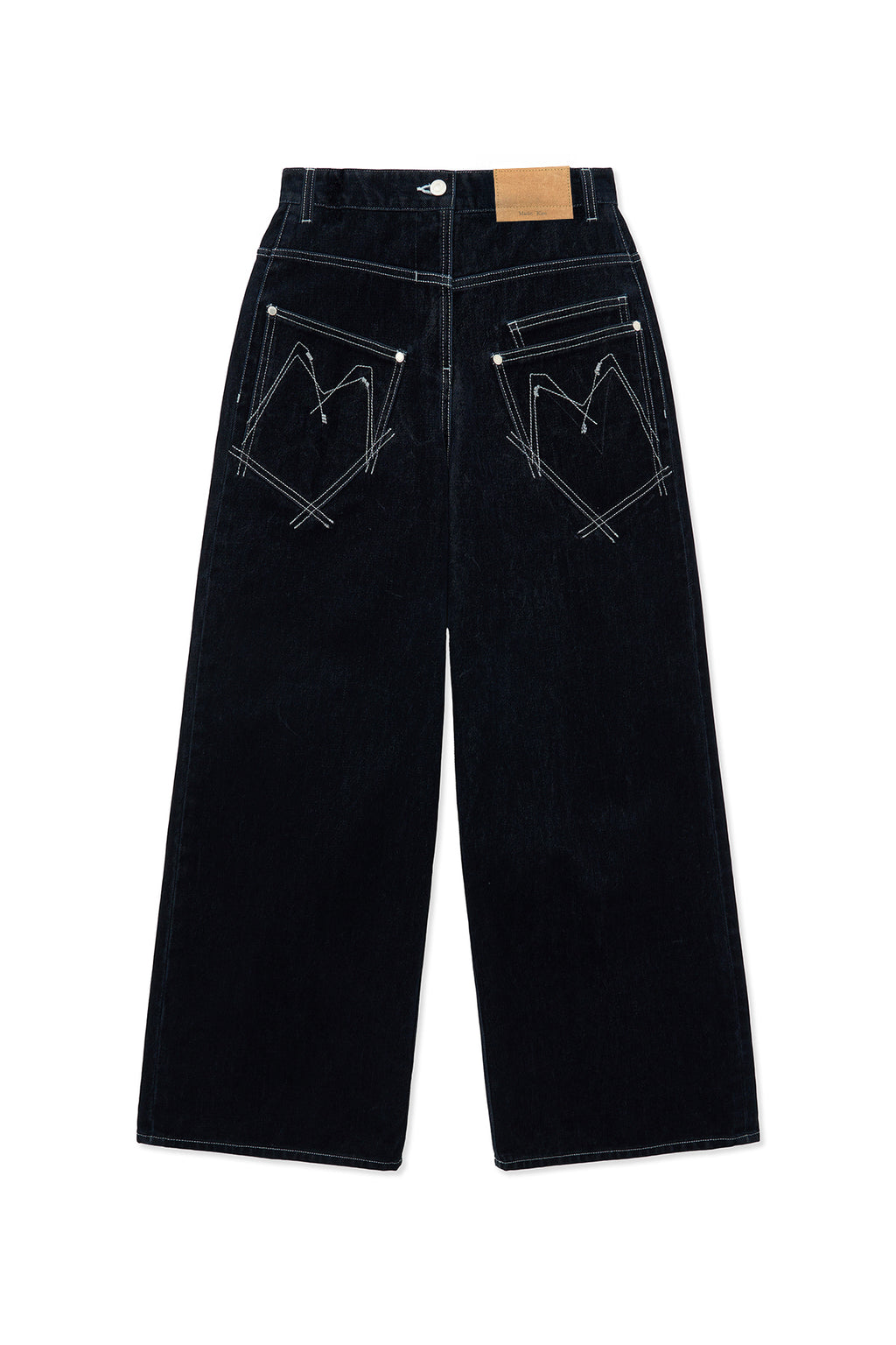 Matin Kim - Reverse Velvet Wide Denim Pants (Navy) product image 1 | TRAB K-Fashion Australia