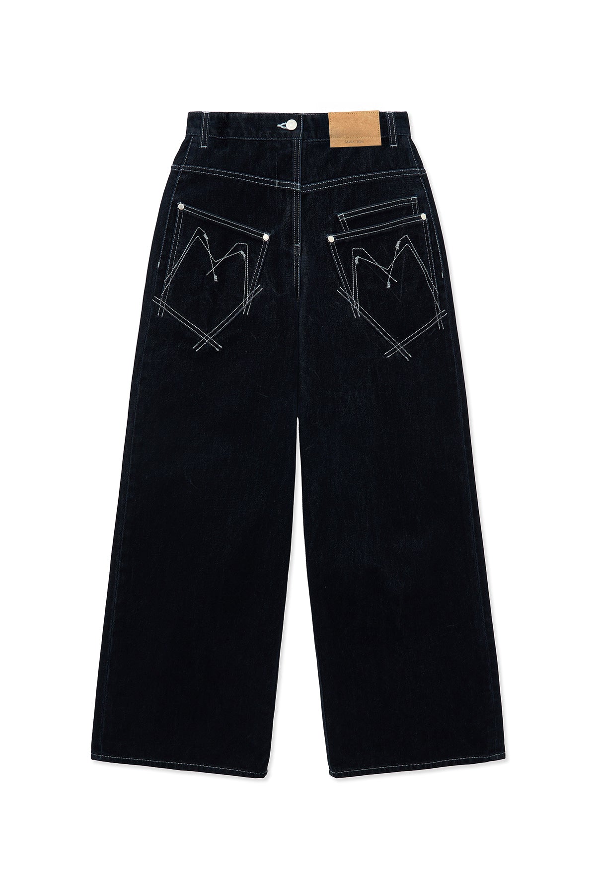 Matin Kim - Reverse Velvet Wide Denim Pants (Navy) product image 1 | TRAB K-Fashion Australia
