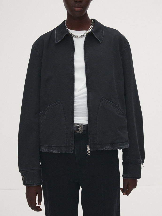 Tonywack - Garment-Dyed Cotton Distressed Mechanic Jacket (Faded Black) product image 4 | TRAB K-Fashion Australia