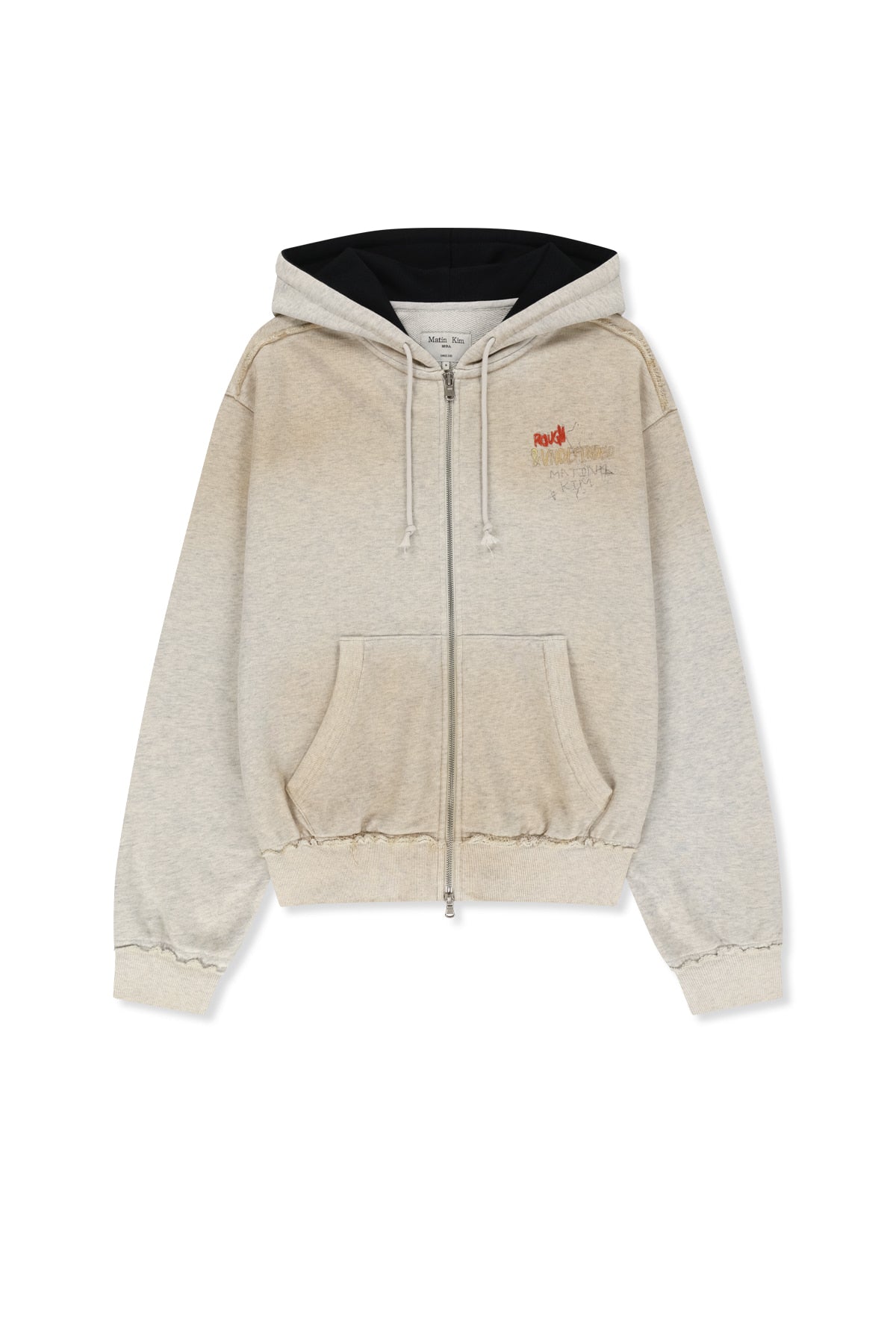 Matin Kim - Vintage Washed Color Contrast Hoody Zip Up (Light Beige) product image 1 | TRAB K-Fashion Australia