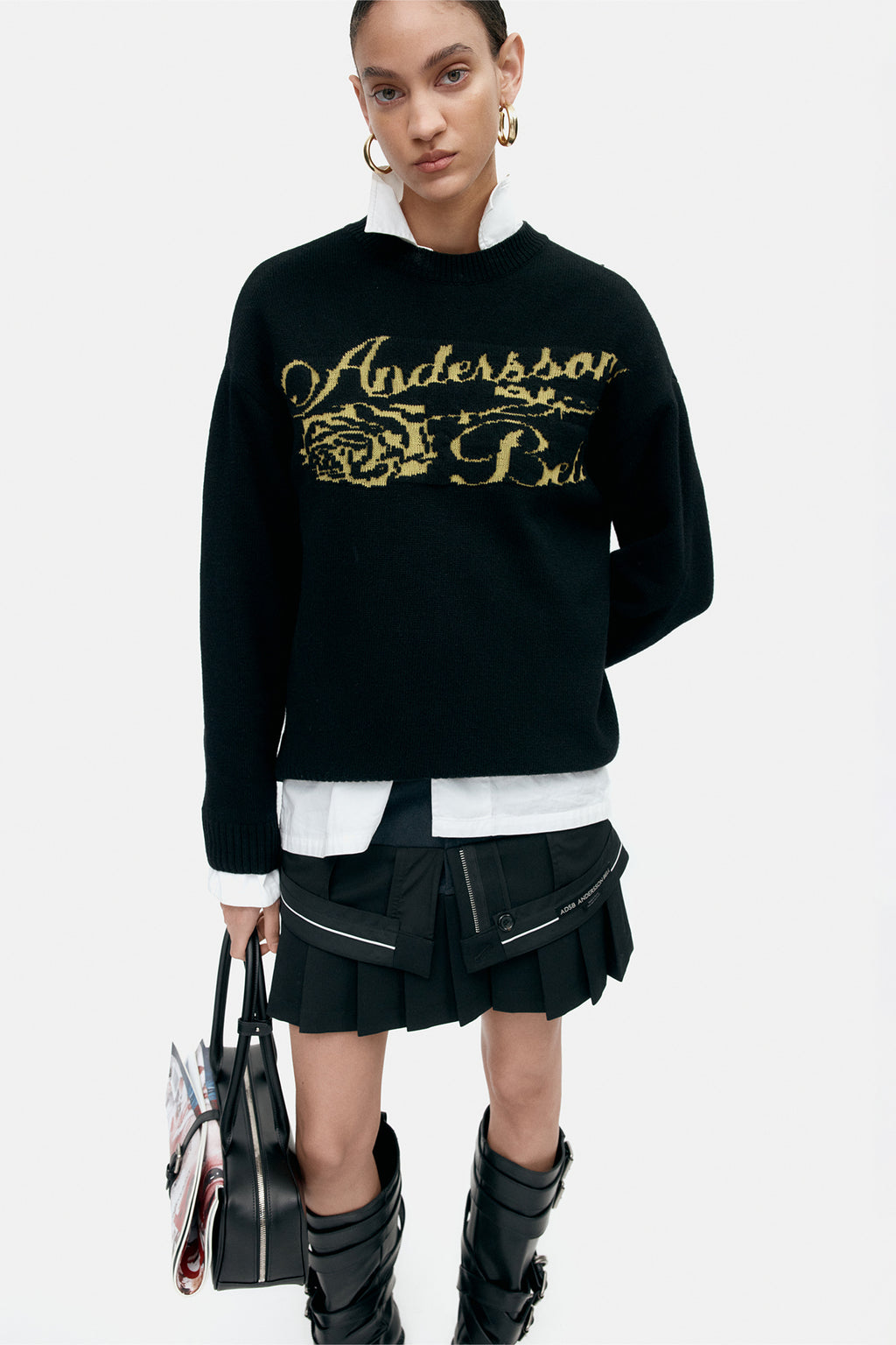 Andersson Bell - Unisex Cashmere Rose Crew-Neck Sweater (Black) product image 15 | TRAB K-Fashion Australia