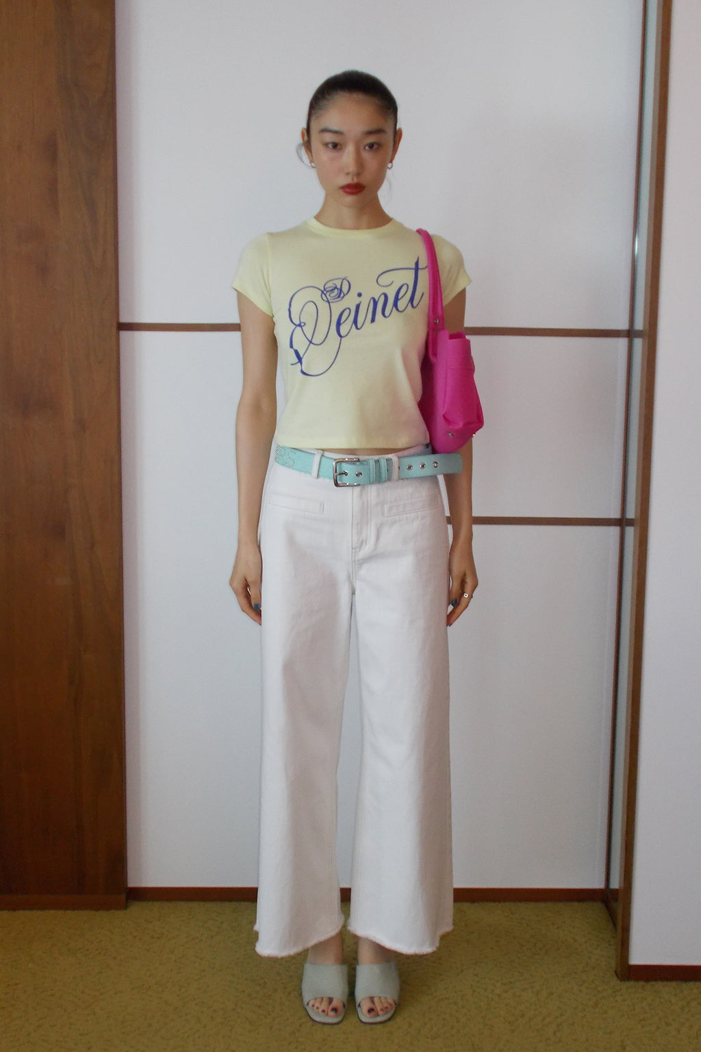 Deinet - Rose Typo Graphic T-Shirt (Light Yellow) product image 3 | TRAB K-Fashion Australia