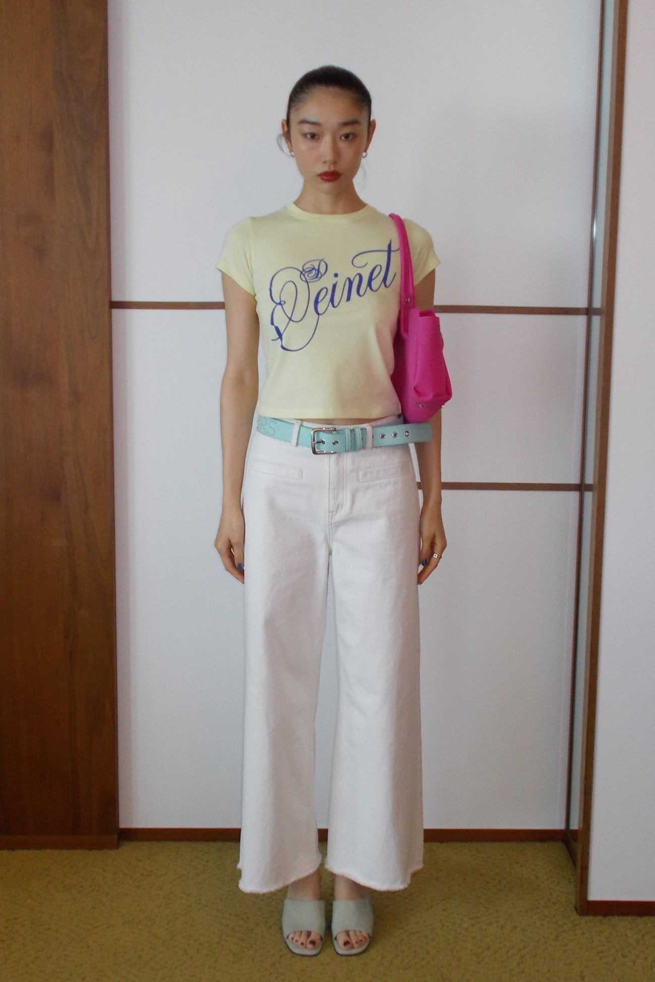 Deinet - Rose Typo Graphic T-Shirt (Light Yellow) product image 3 | TRAB K-Fashion Australia